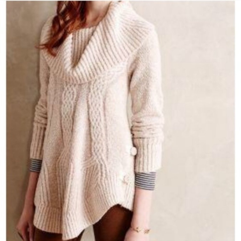 Anthro Angel of the North Cowl Neck Wool Sweater Size XS